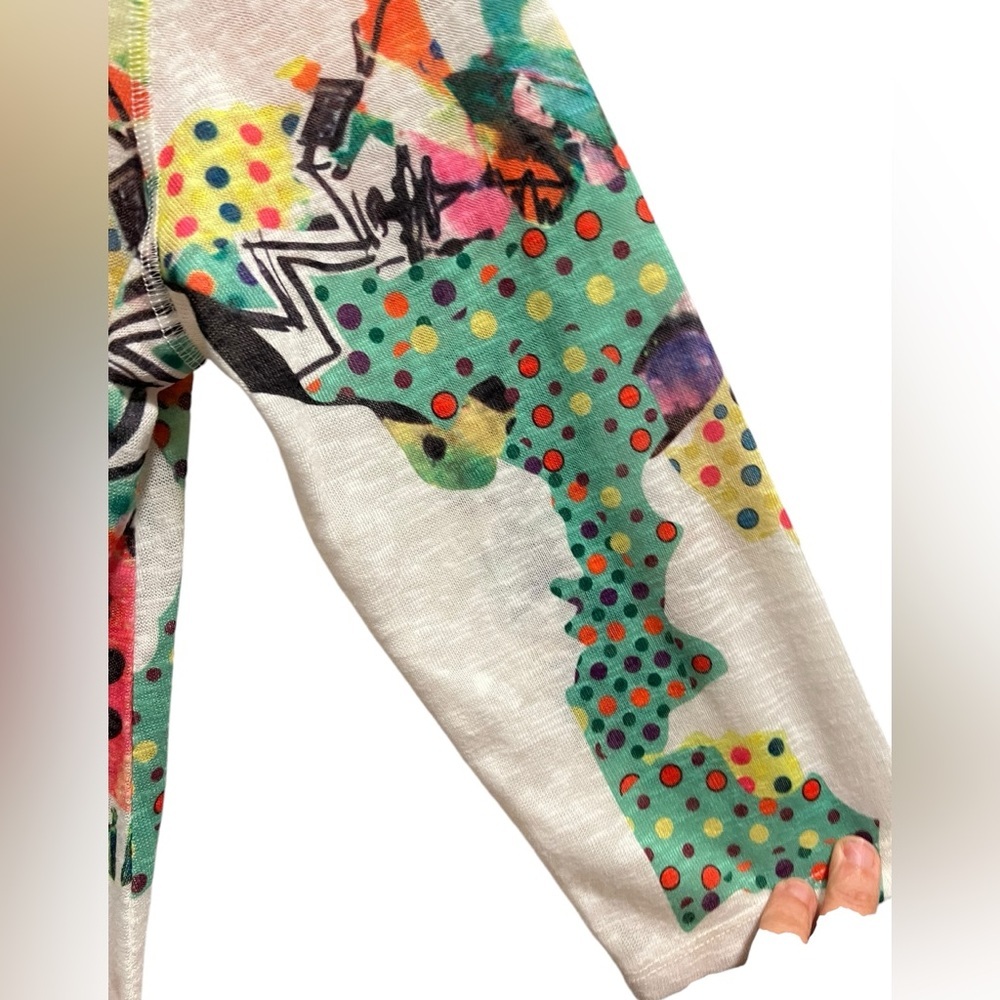 Vecceli Italy Women’s Size Large Wearable Art 3/4 Sleeve Shirt Artsy Whimsical - Picture 9 of 9